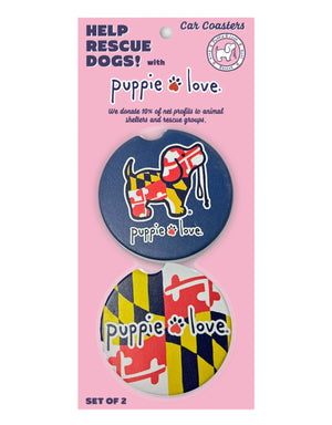 Maryland Flag Pup Car Coaster by Puppie Love (Pre-Order 2-3 Weeks)