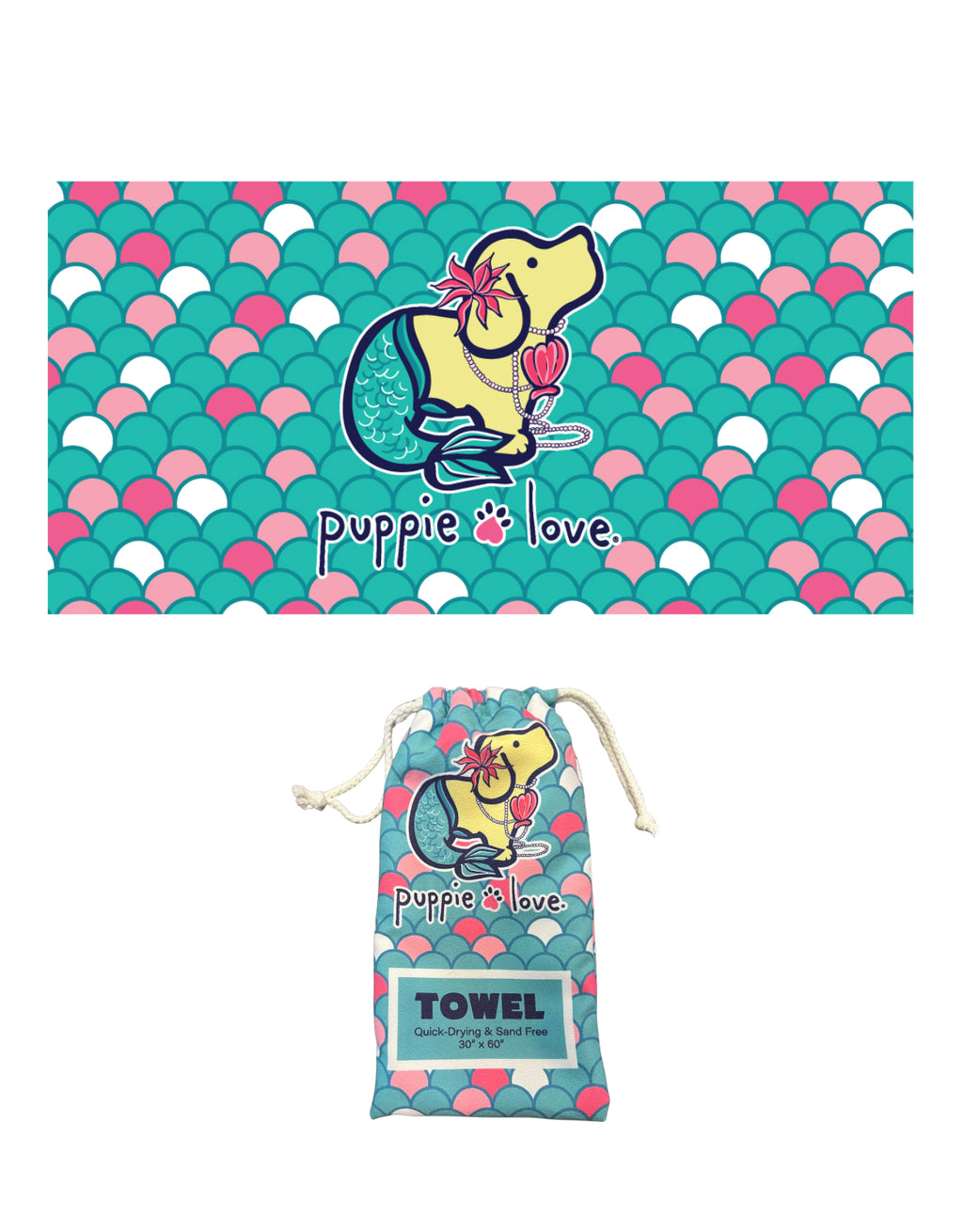 Mermaid Pup Towel by Puppie Love ( Pre-Order 2-3 Weeks)