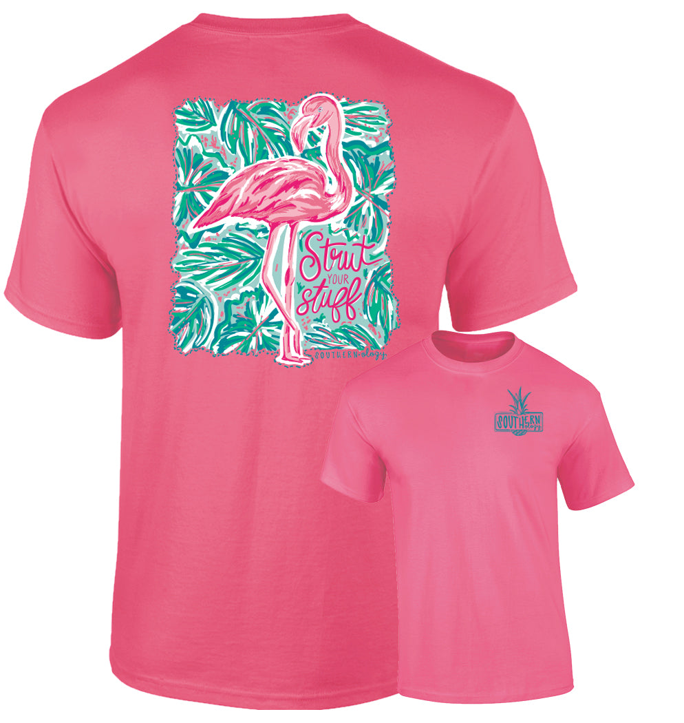 Southernology -Pink Flamingo Strut Your Stuff Tee Shirt (Lead Time 2 Weeks)