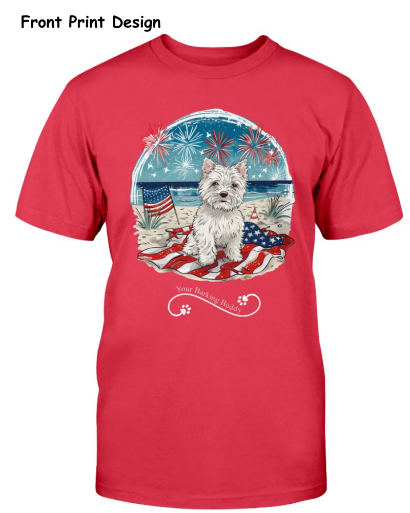 Patriotic Beach Dog Short Sleeve by Your Barking Buddy- Front Print (Pre-Order 2-3 Weeks)