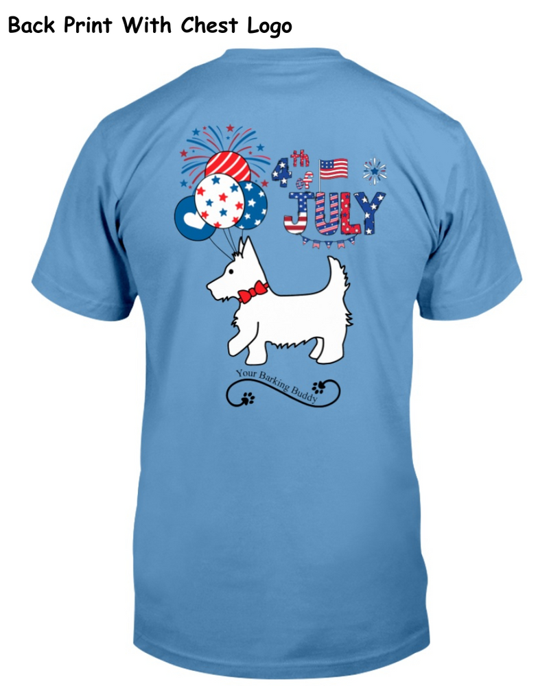 4th Of July Dog Short Sleeve by Your Barking Buddy- Back Print Design (Pre-Order 2-3 Weeks)