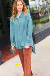 Feeling Bold Teal Button Down Sharkbite Cotton Tunic Top