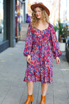 Take The Leap Magenta Floral Print Midi Dress