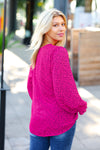 Get Ready Fuchsia Leopard V Neck Smocked Top
