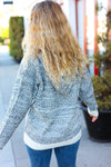 Holiday Ready Charcoal Two Tone Knit Tassel Sweater Hoodie