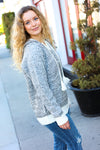 Holiday Ready Charcoal Two Tone Knit Tassel Sweater Hoodie