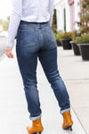 Judy Blue Dark Wash Mid Rise Cuffed Slim Fit Jeans