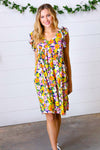Indigo & Lemon Floral Babydoll Ruffle Dress