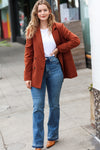 Going Up Rust Double Button Collar Lapel Blazer