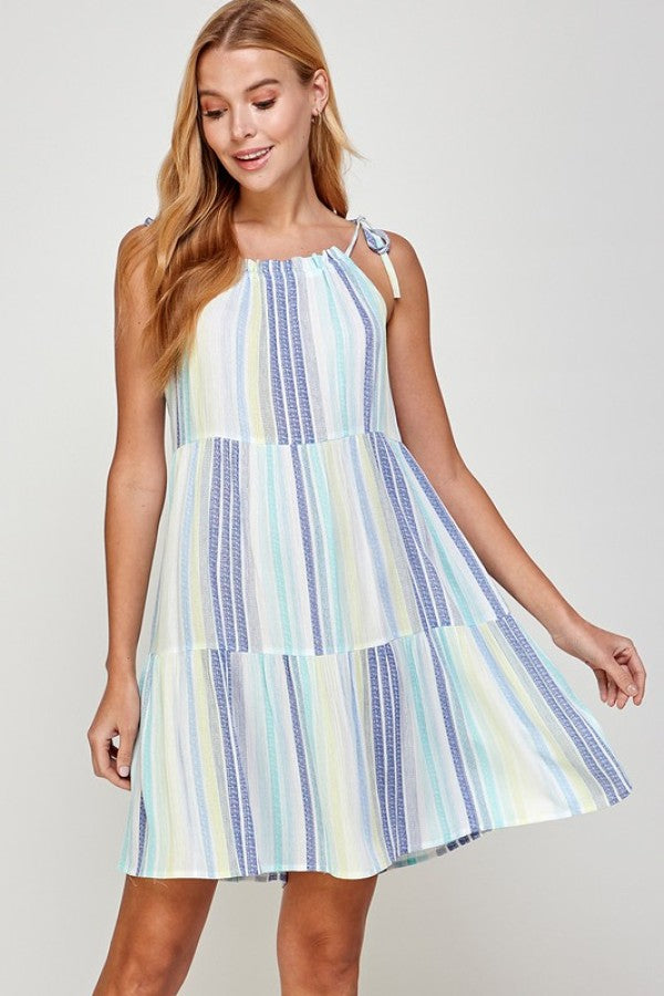 Shades Of Blue Striped Dress
