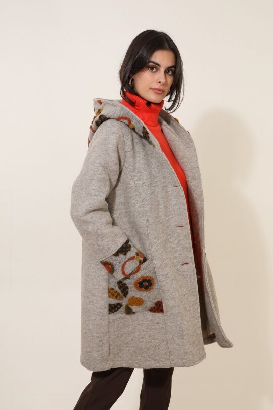 EUROPEAN COUTURE WOOL COAT BEIGE ONE SIZE