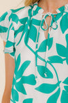 White & Mint Leaf Print Dress
