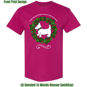 Ivy Dog Wreath by Your Barking Buddy- Color Berry Short Sleeve Front Print (Pre-Order 2-3 Weeks)