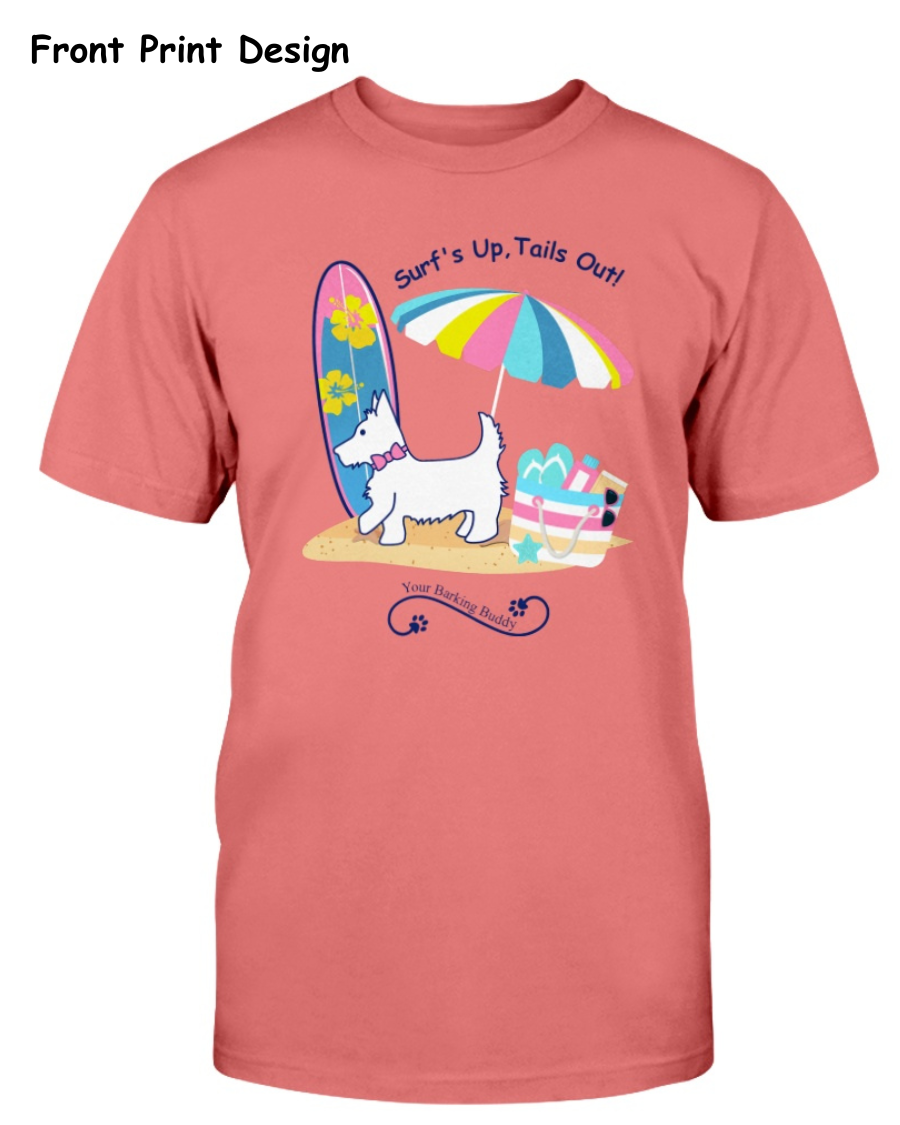 Surf's Up, Tails Out Dog Short Sleeve by Your Barking Buddy- Front Print (Pre-Order 2-3 Weeks)