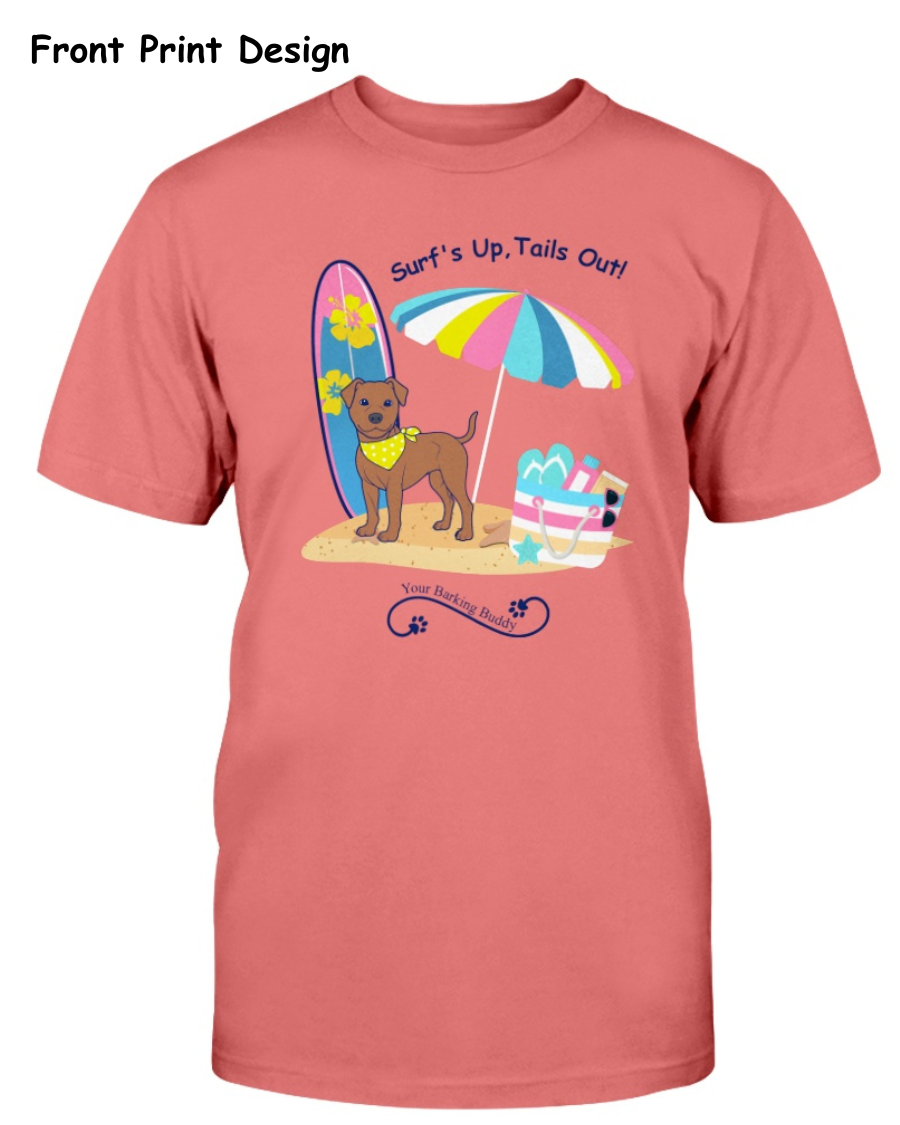 Surf's Up, Tails Out Bandana Dog Short Sleeve by Your Barking Buddy- Front Print Design (Pre-Order 2-3 Weeks)