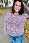 Magenta & Teal Vintage Two Tone Knit Top