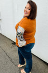 Ginger Hacci Drop Shoulder Paisley Bubble Sleeve Top