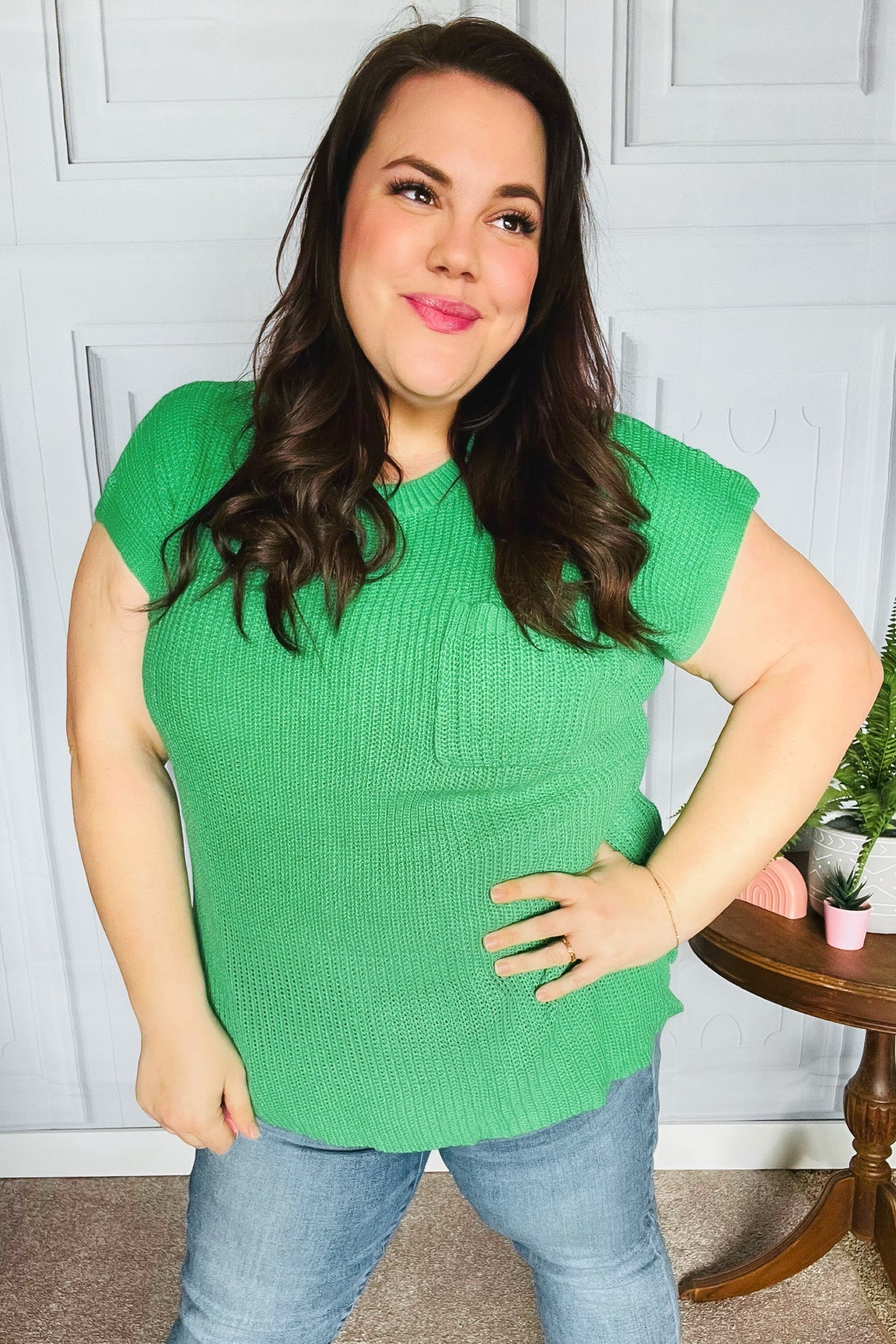 Kelly green plus size sweater cheap
