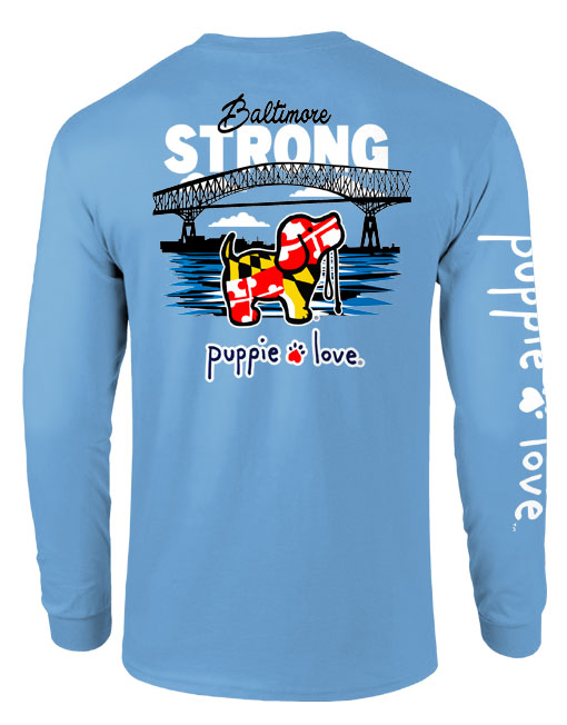 Baltimore Strong Pup Long Sleeve Tee By Puppie Love (Pre-Order 2-3 Weeks)