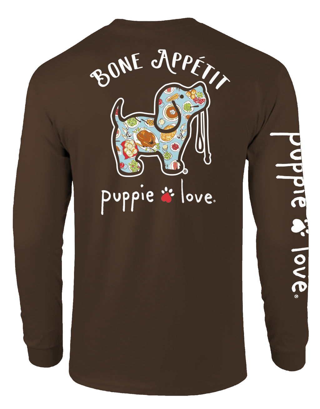 Bone Appetit Pup Long Sleeve Tee By Puppie Love (Pre-Order 2-3 Weeks)