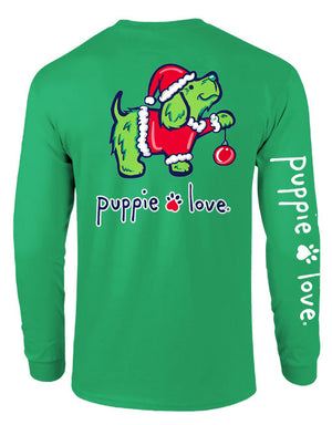 Christmas Grouch Pup Long Sleeve Tee By Puppie Love (Pre-Order 2-3 Weeks)