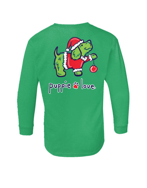 Youth Christmas Grouch Pup Long Sleeve By Puppie Love (Pre-Order 2-3 Weeks)