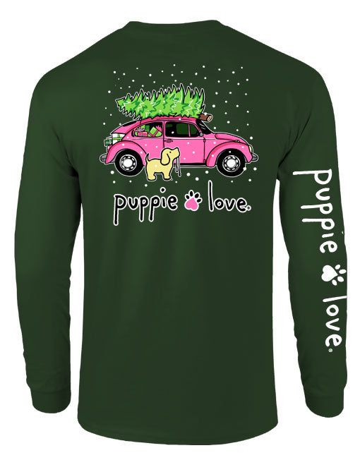 Christmas Tree Bug Pup Long Sleeve Tee By Puppie Love (Pre-Order 2-3 Weeks)