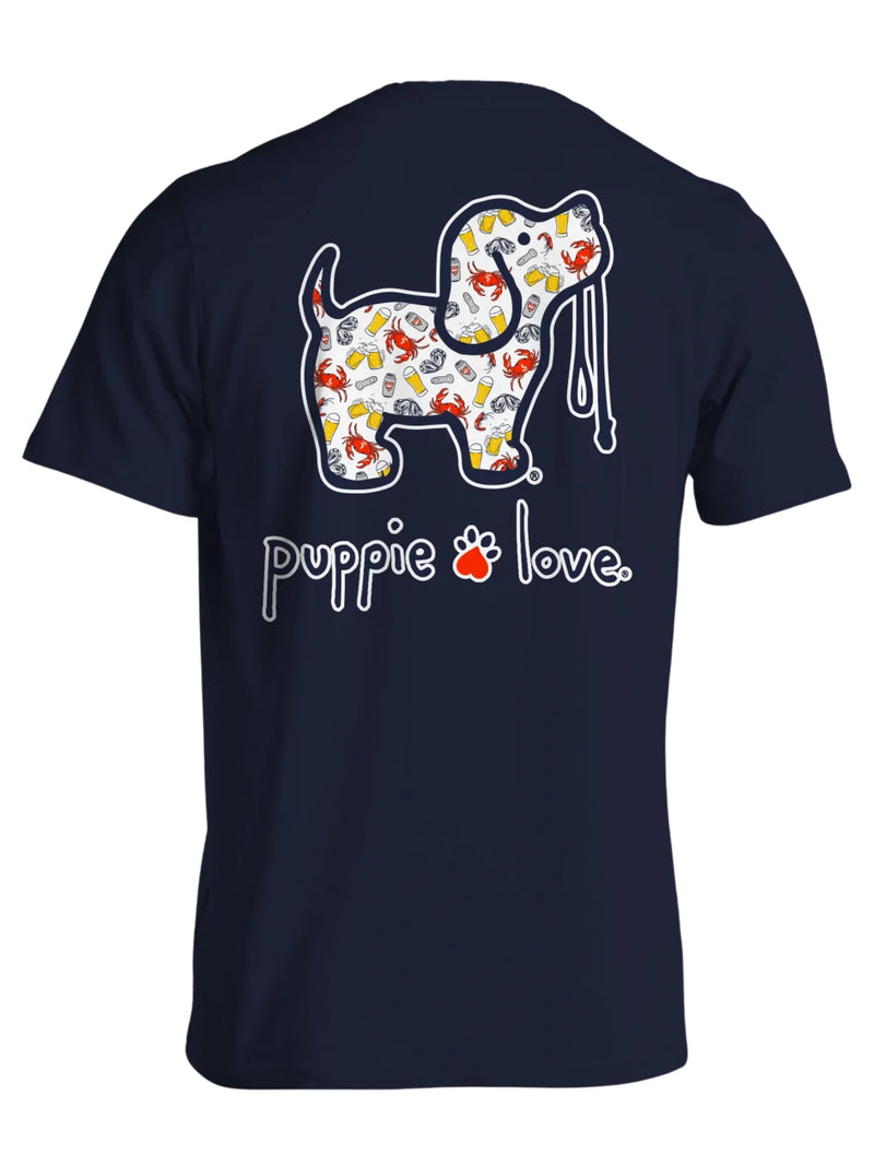 Crabs & Beer Pattern Pup Short Sleeve By Puppie Love (Pre-Order 2-3 Weeks)