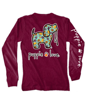Fall Football Pup Long Sleeve Tee By Puppie Love (Pre-Order 2-3 Weeks)