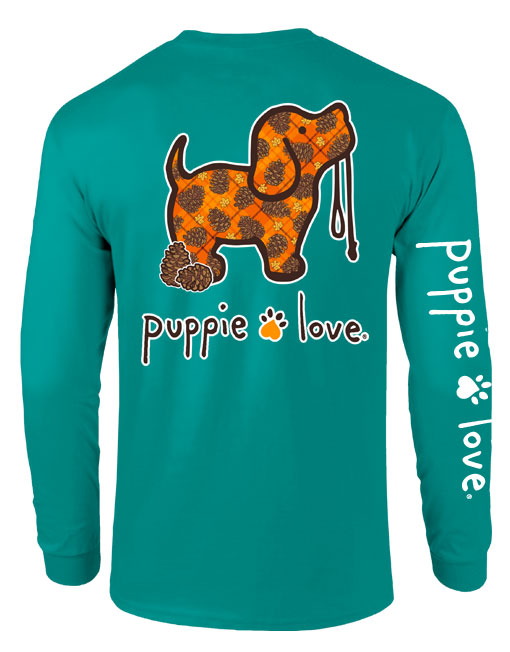 Fall Pinecones Pup Long Sleeve Tee By Puppie Love (Pre-Order 2-3 Weeks)