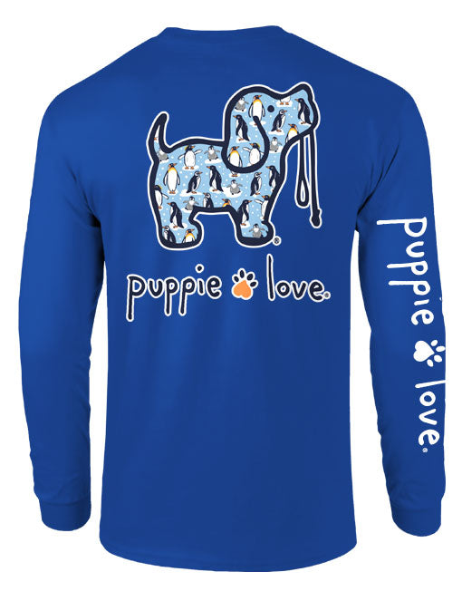 Penguin Pattern Pup Long Sleeve Tee By Puppie Love (Pre-Order 2-3 Weeks)