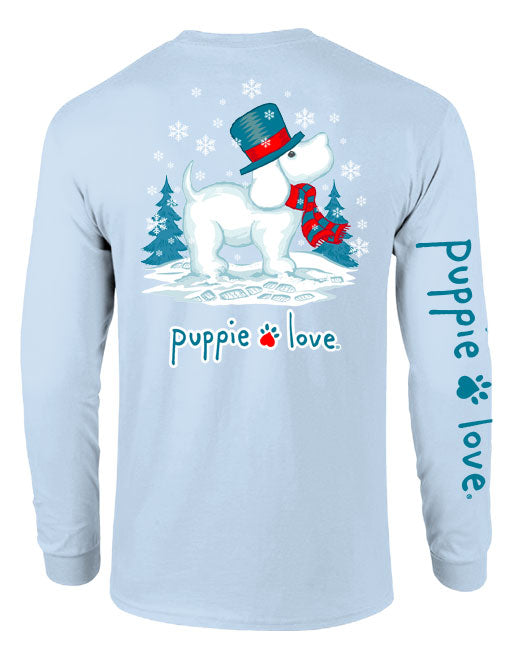 Snowman Pup Long Sleeve Tee By Puppie Love (Pre-Order 2-3 Weeks)