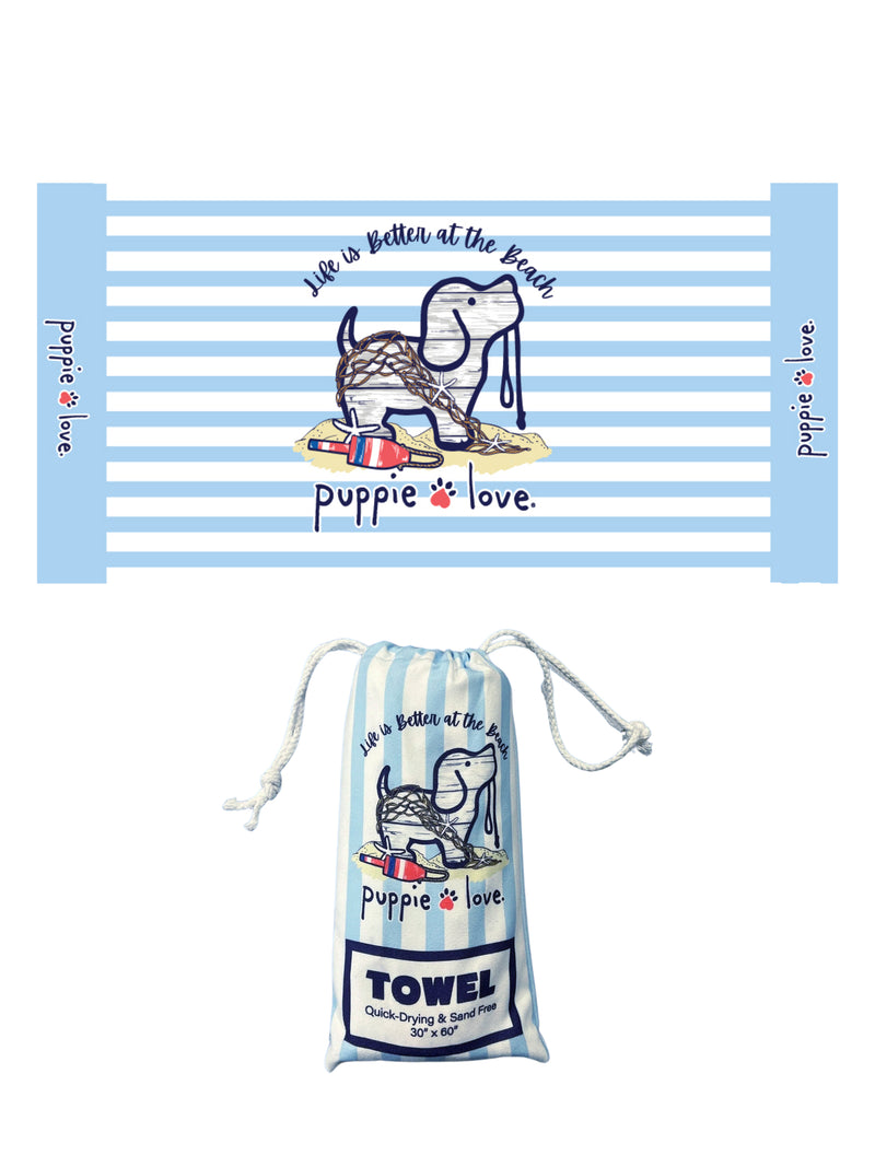 Life Is Better At The Beach Pup Towel by Puppie Love ( Pre-Order 2-3 Weeks)