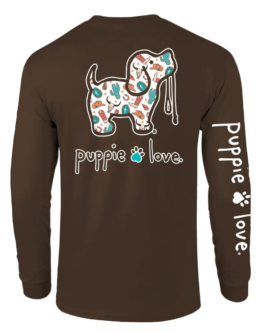 Western Pattern Pup Long Sleeve Tee By Puppie Love (Pre-Order 2-3 Weeks)