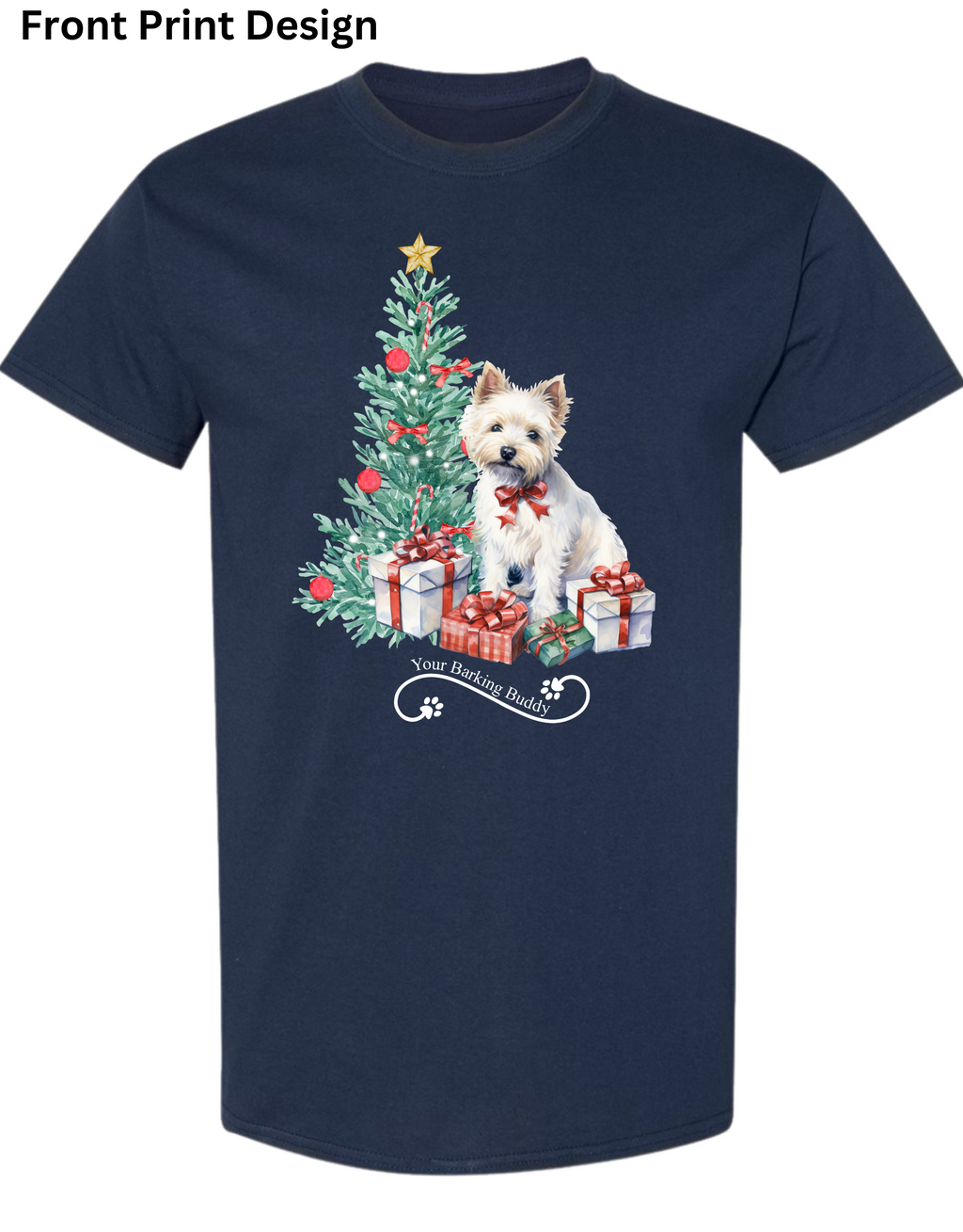 Christmas Tree Dog Short Sleeve by Your Barking Buddy- Front Print (Pre-Order 2-3 Weeks)