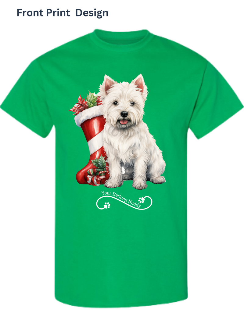 Christmas Stocking Dog Short Sleeve by Your Barking Buddy- Front Print (Pre-Order 2-3 Weeks)