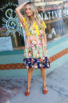 Multicolor Floral Print Tiered Dress
