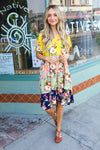 Multicolor Floral Print Tiered Dress