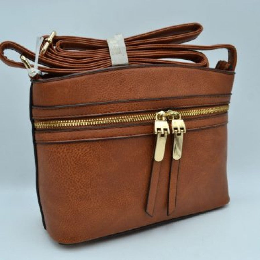 Brown Zipper Crossbody