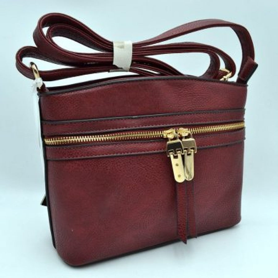 Burgundy Zipper Crossbody