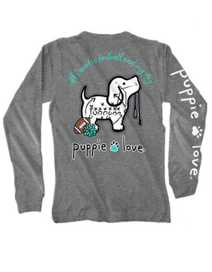 Football & My Dog Long Sleeve Tee By Puppie Love