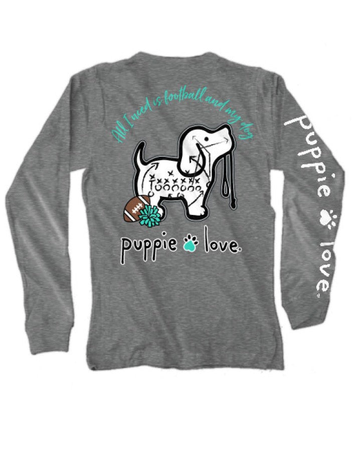 Football & My Dog Long Sleeve Tee By Puppie Love