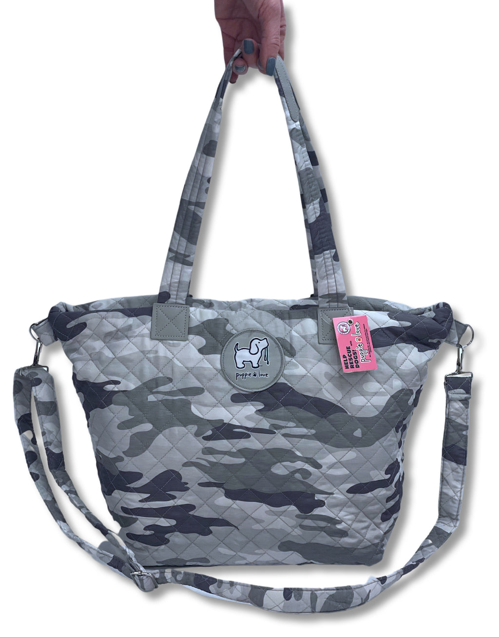 Grey Camo Tote Bag by Puppie Love (Pre-Order 2-3 Weeks)