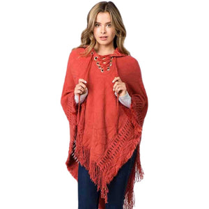 Paprika Poncho With Grommets & Hood