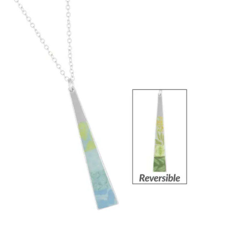 Bermuda Blue Reversible Triangle Necklace by Jilzarah