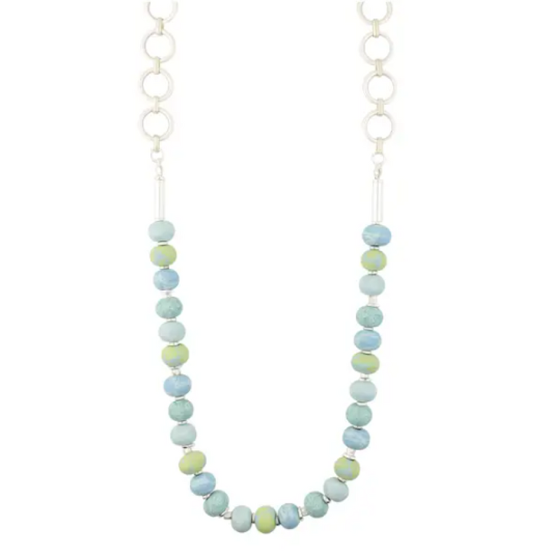 Bermuda Blue Bead Loop Necklace by Jilzarah