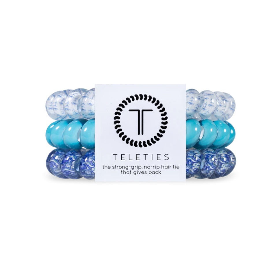 Teleties Blue-tiful - Large Hair Tie Pack Of 3
