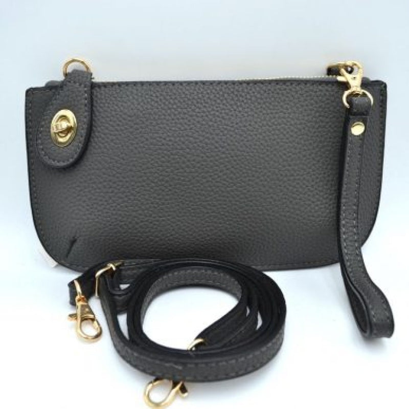 Dark Grey Twist Lock Wristlet Crossbody