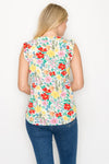 Spring Flowers Keyhole Ruffle Top