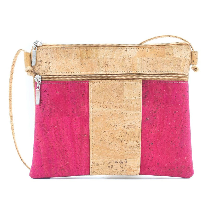 Pink With Cork Top Crossbody Bag